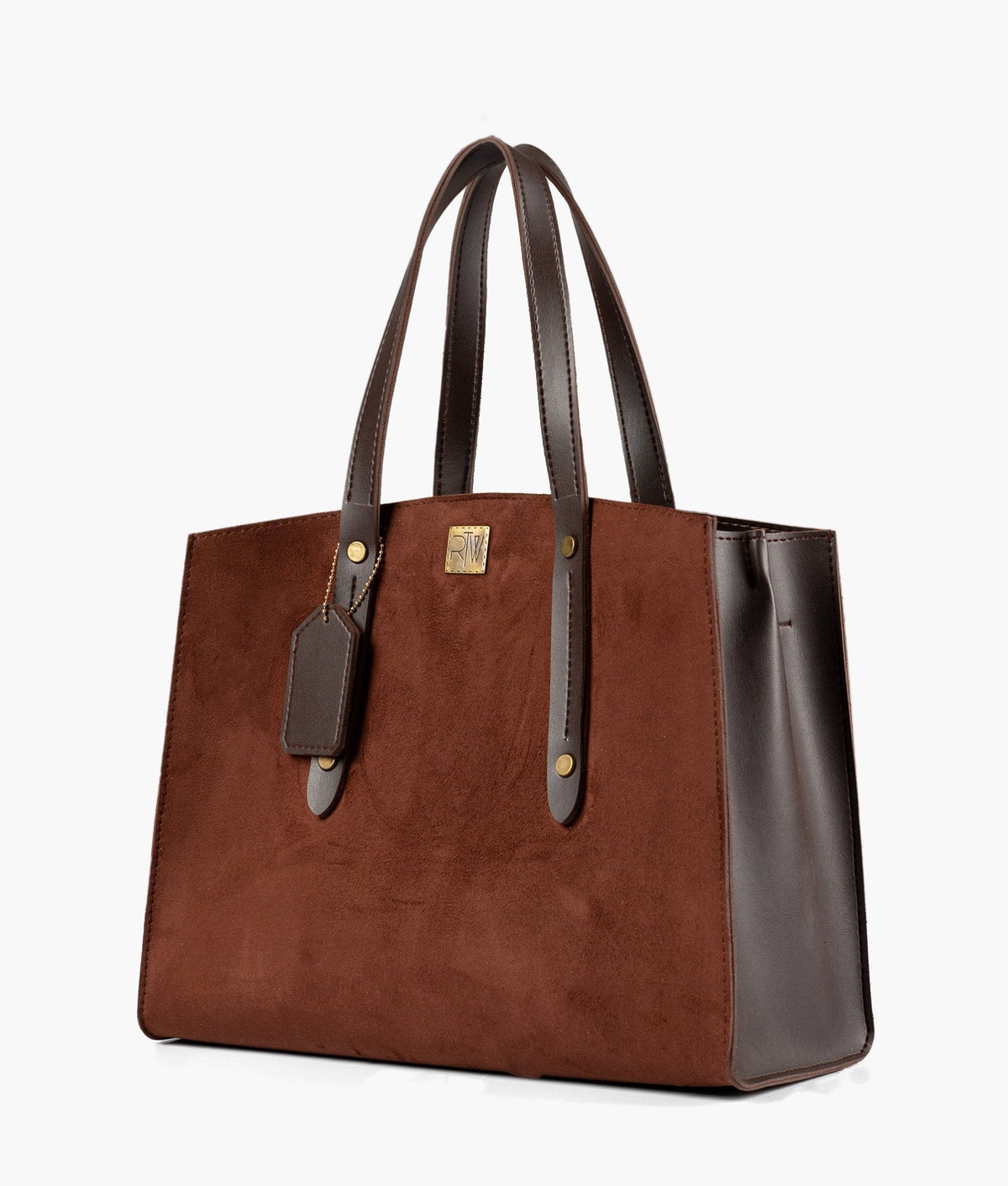 RTW Creation - Dark brown suede multi compartment satchel bag