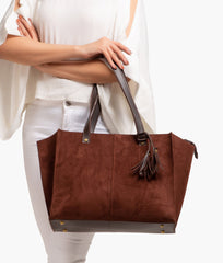 RTW Creation - Dark brown suede over the shoulder tote bag