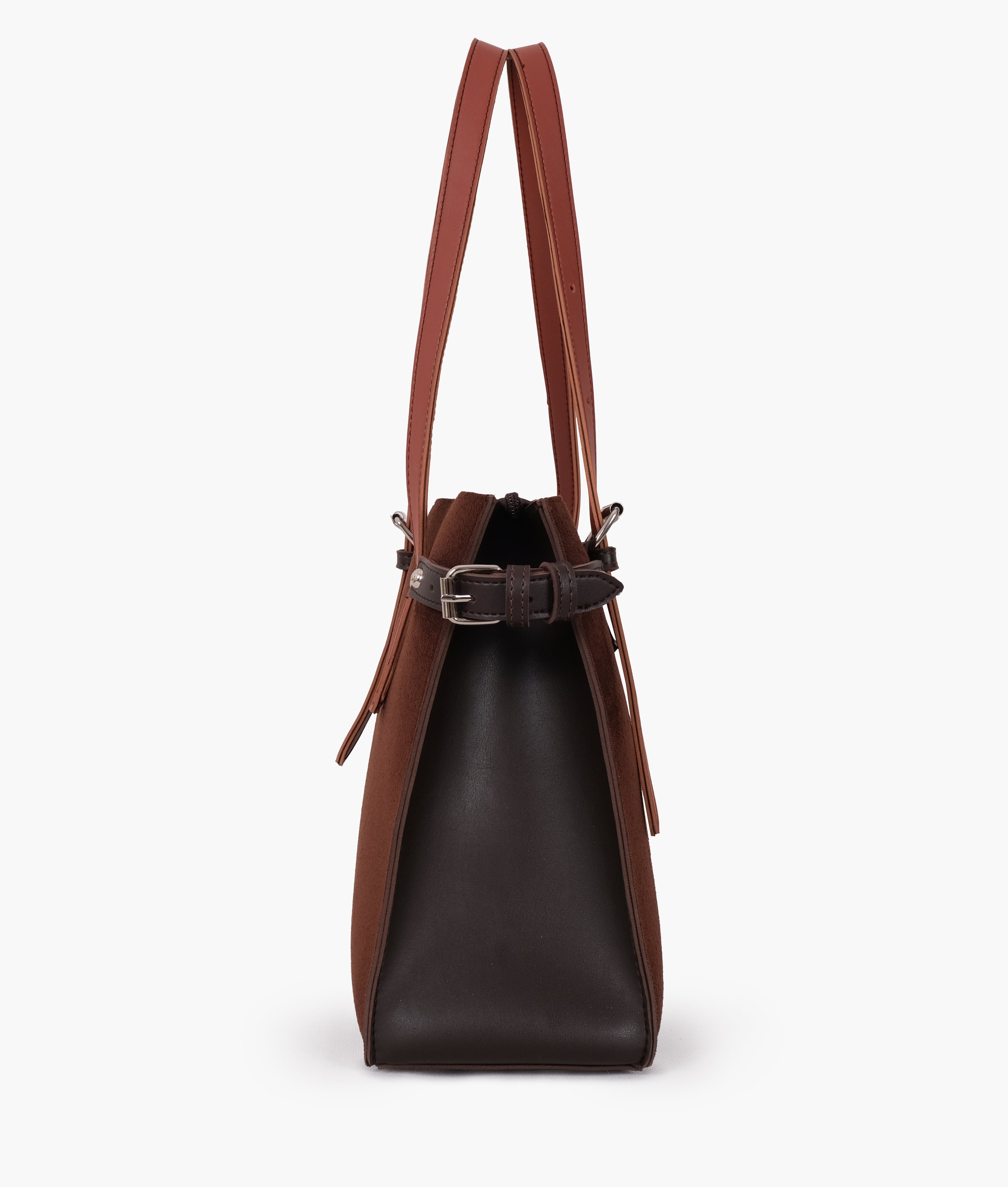 RTW Creation - Dark brown suede satchel tote bag