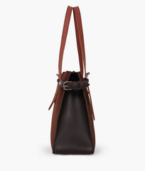 RTW Creation - Dark brown suede satchel tote bag