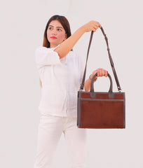 RTW Creation - Dark brown suede vintage handbag