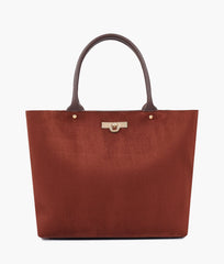 RTW Creation - Dark brown suede zipper tote bag