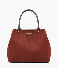 RTW Creation - Dark brown suede zipper tote bag
