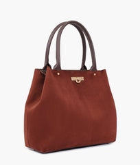 RTW Creation - Dark brown suede zipper tote bag
