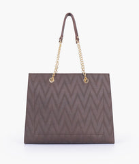 RTW Creation - Dark brown zig-zag pattern tote