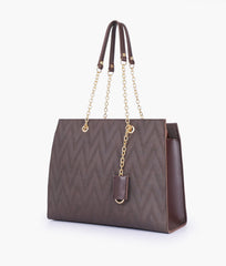 RTW Creation - Dark brown zig-zag pattern tote