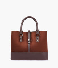 RTW Creation - Dark brown suede multi-compartment shoulder bag