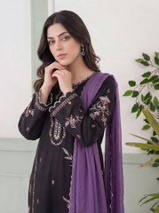 Mashrib Official Stitched 2 Piece Wrinkle Free Eid Edit Suit-Noir Bloom