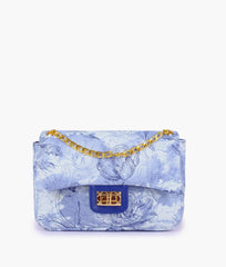 RTW Creation - Blue printed mini bag with chain