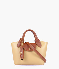 RTW Creation - Off-white and brown mini top-handle tote bag