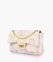 RTW Creation - Off-white printed mini bag with chain