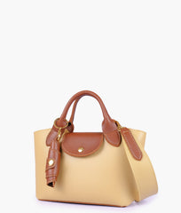RTW Creation - Off-white and brown mini top-handle tote bag