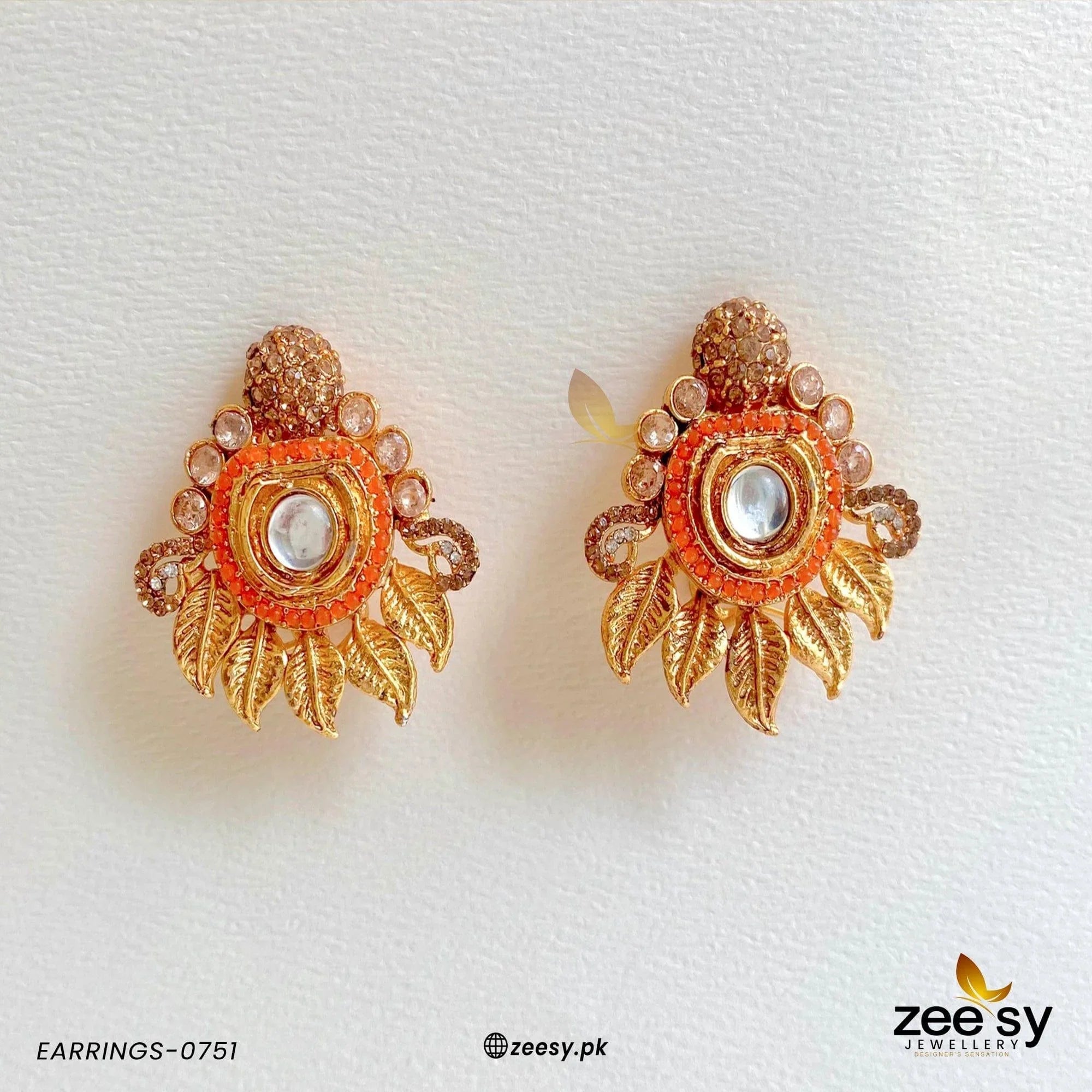 EARRINGS-0751 Orange - Zeesy Jewellery
