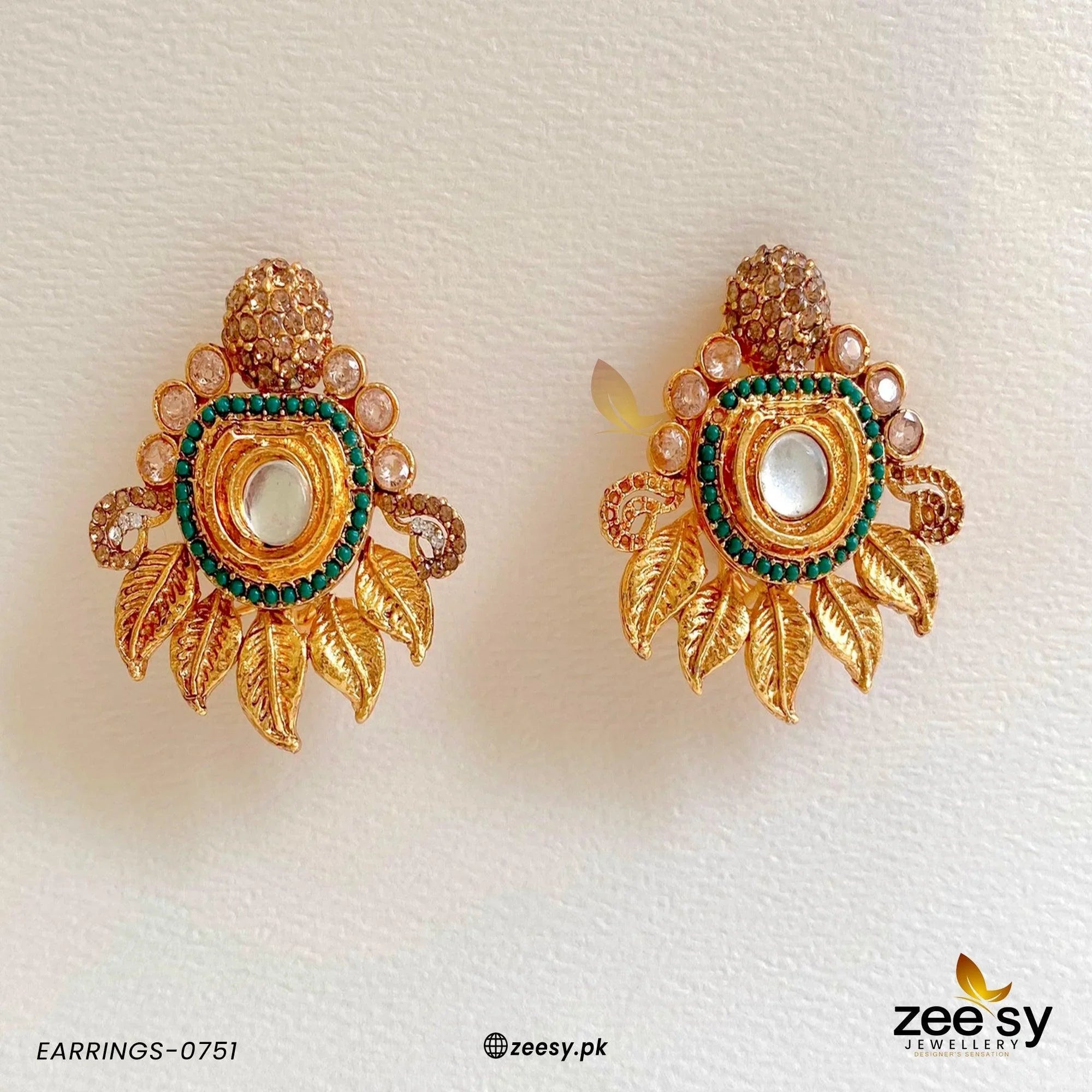 EARRINGS-0751 Green - Zeesy Jewellery