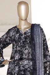 Sada Bahar Stitched 3 Piece Peplum Luxury Frock Vol-01 Suit-EMB-745-BLACK