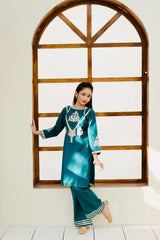 Khanak Stitched Kids-Sea Green Embroidered 2Pcs Suit KST 112