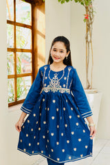 Khanak Stitched Kids-Blue Embroidered 2Pcs Suit KST 114