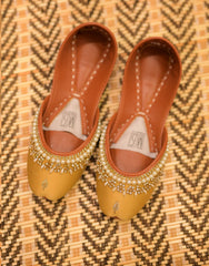 Mgs Style Khussa Collection-Lustre Pearl Ensemble  Golden Aura
