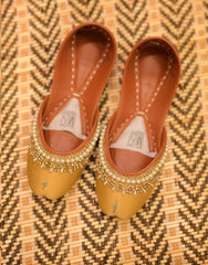 Mgs Style Khussa Collection-Lustre Pearl Ensemble  Golden Aura