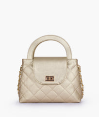 RTW Creation - Golden flap quilted bag with top handle