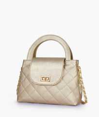 RTW Creation - Golden flap quilted bag with top handle