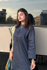 Urban Cut 2 Piece Cotton Satin Co- Ord Set with Farshi Shalwar