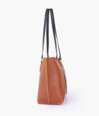 RTW Creation - Brown centre-stripe tote bag