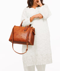 RTW Creation - Brown crocodile vintage handbag