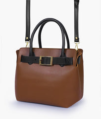 RTW Creation - Brown handbag with front buckle
