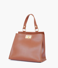 RTW Creation - Brown front lock top-handle mini bag