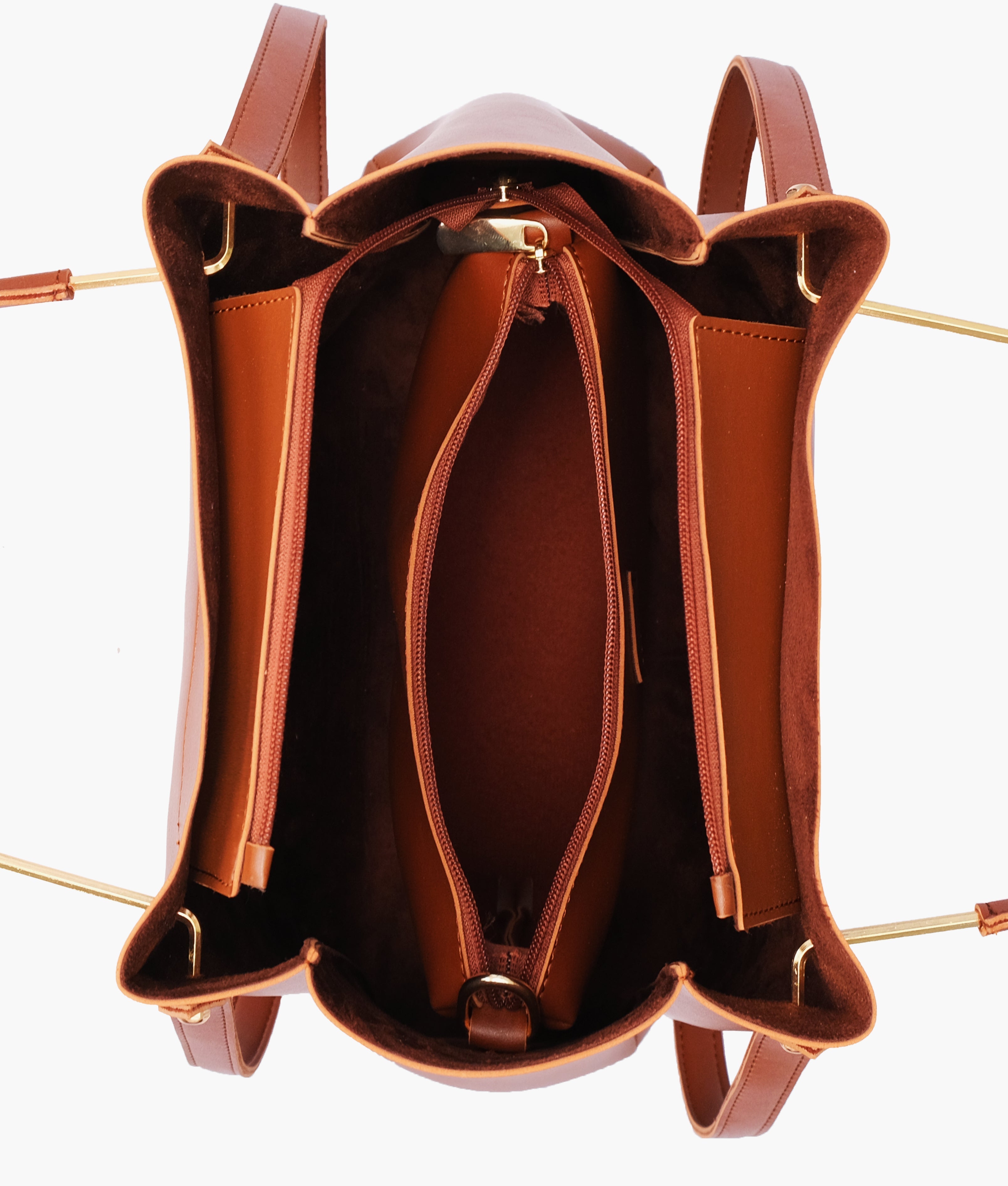 RTW Creation - Brown metal handle tote bag