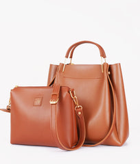 RTW Creation - Brown metal handle tote bag