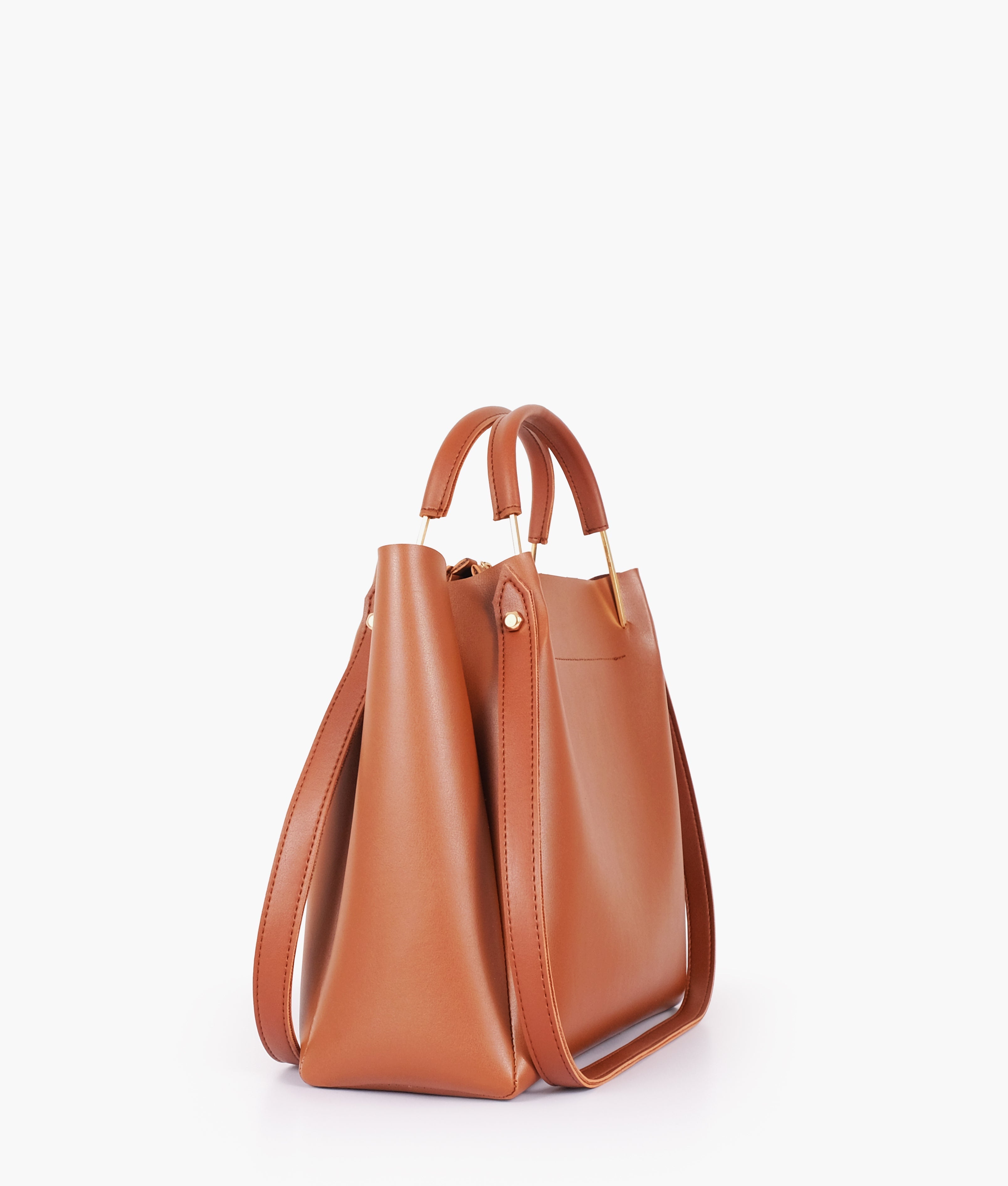 RTW Creation - Brown metal handle tote bag