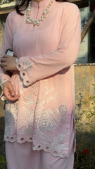 Manahils Stitched Pastel Pink Embroidered