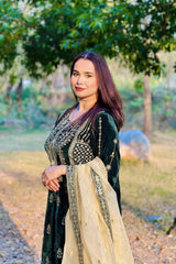 3 PIECE - EMBROIDERED VELVET SUIT 138K - Dressline Fabric