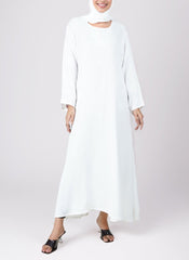 Hijab Ul Hareem White Nida Pull Over Abaya - 0120-P-Big Flair