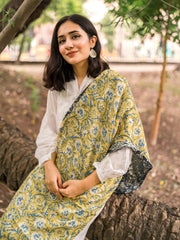 Tng By Md Stole Collection-Orchid Floral Stole (Black and Green)