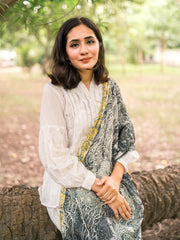 Tng By Md Stole Collection-Orchid Floral Stole (Black and Green)