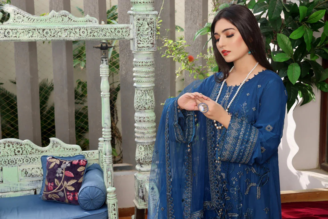 Dressline Semi Stitched 3 Pcs Emb Luxury Chiffon Collection