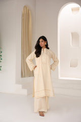 Abeera Stitched Co Ords Cotton Solid Edit-Ivory Dune-Se-08