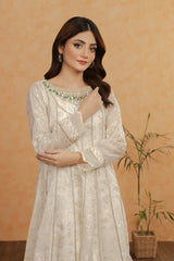 Manahils Stitched Formals K-208-Ivory Forest