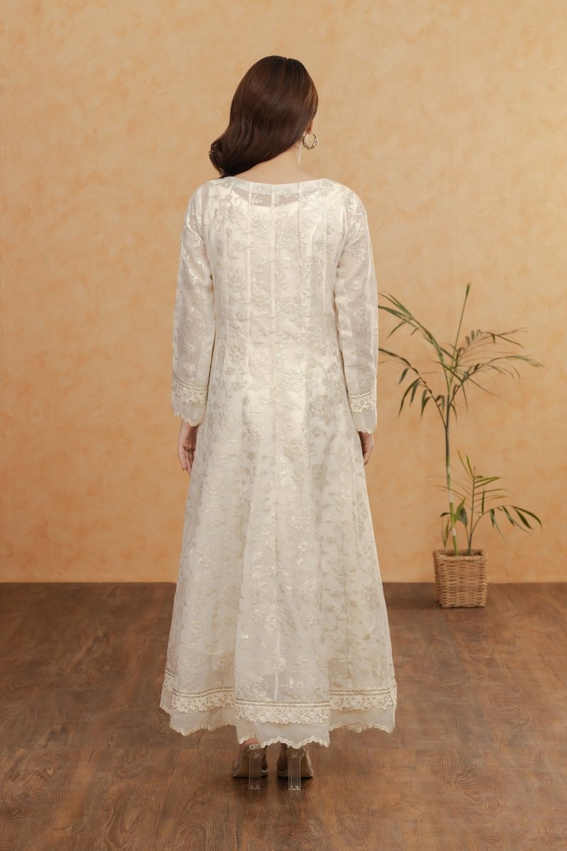 Manahils Stitched Formals K-208-Ivory Forest