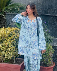 Urban Cut Stitched 2 Piece Cotton Printed Co- Ord Set with Farshi Salwar
