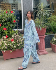 Urban Cut Stitched 2 Piece Cotton Printed Co- Ord Set with Farshi Salwar