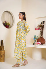 Gulbahar By Arha Eman Stitched Summer Suit-Lemon – Yellow
