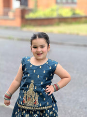 Khanak Stitched Kids-Teal Lehenga Choli-KL002