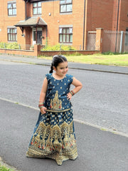 Khanak Stitched Kids-Teal Lehenga Choli-KL002