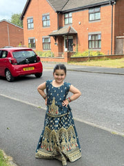 Khanak Stitched Kids-Teal Lehenga Choli-KL002