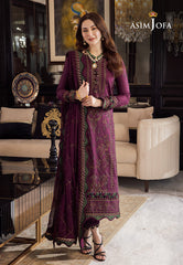 Asim Jofa Rang e Noor Ajrn-04 Embroidered Lawn Silk 3 Pcs