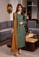 Asim Jofa Rang e Noor Ajrn-11 Embroidered Lawn Silk 3 Pcs